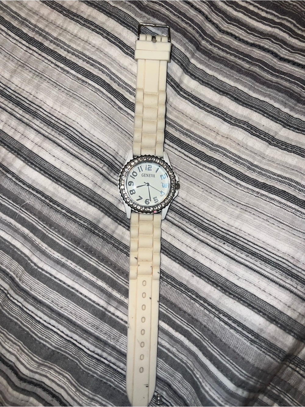 Geneva Women's Cream Silicone Watch with Crystal Bezel